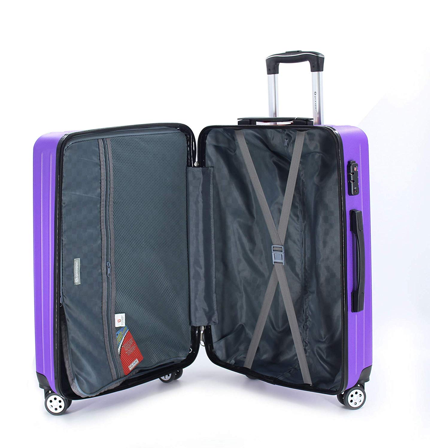 luggage travel trolley with 4 wheels 3 pieces set,purple 8662